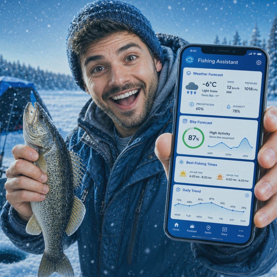 Angler using catch diary and fishing logbook
